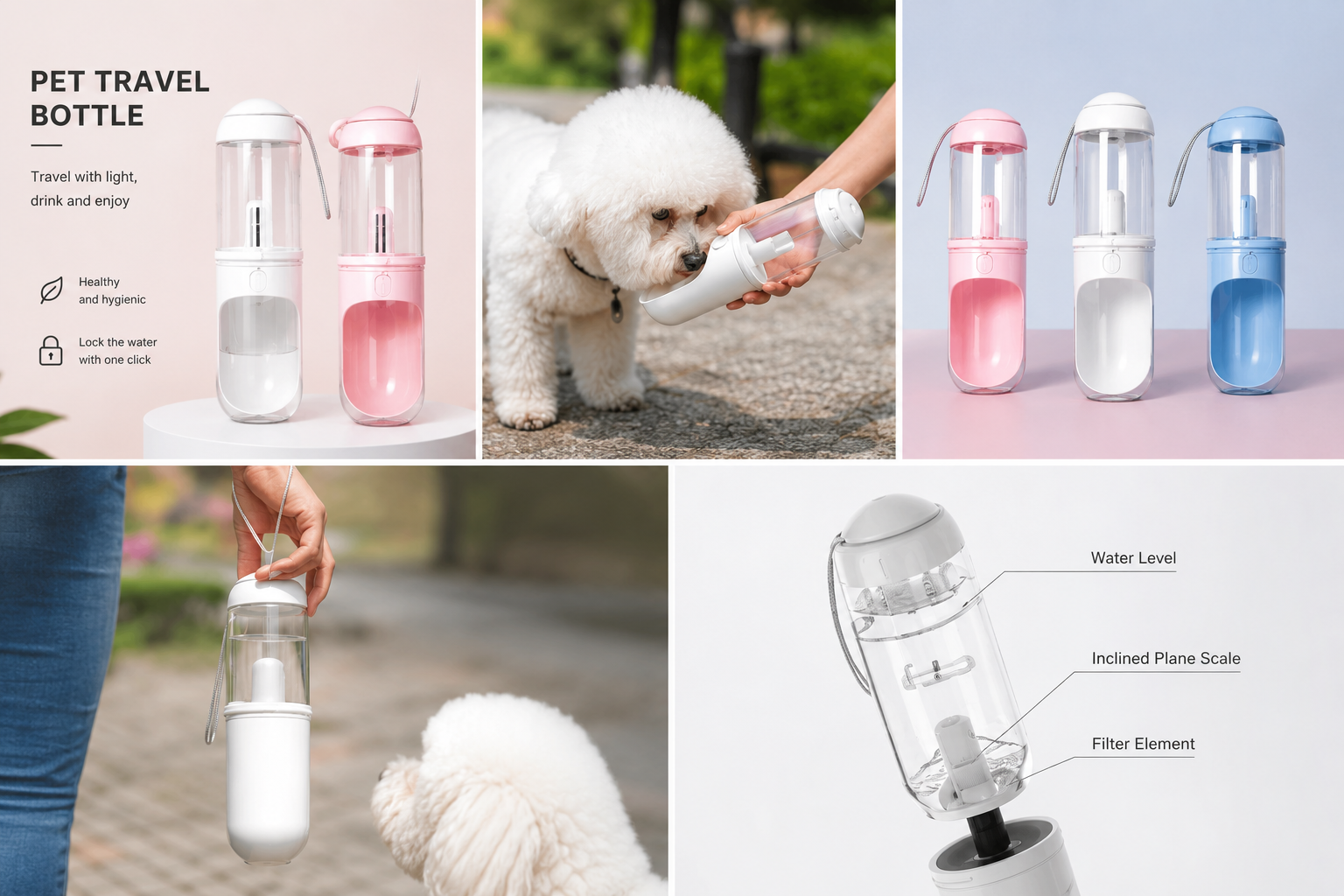 Outdoor Travel Pet Water Dispenser Pet Dog Cat Water Bottle